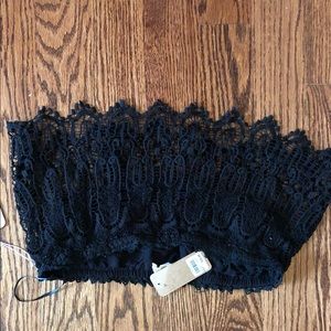 Black lace tube top with shelf bra